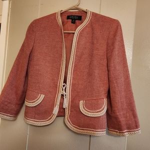 Kasper women  Trim 3/4 Sleeve Jacket  red/off white size 2P nwot